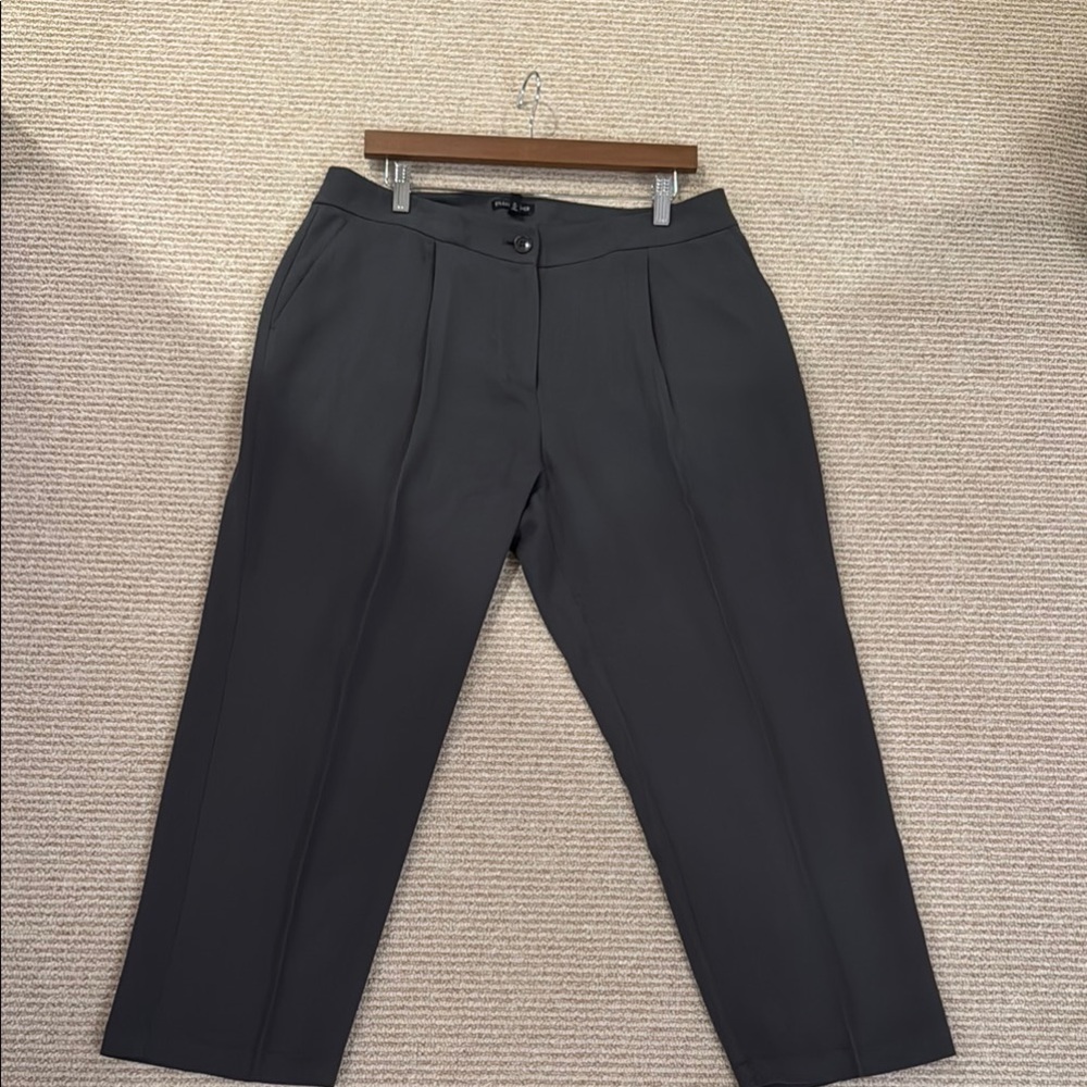 Eileen Fisher Dark Gray Dress Pants-Loose Fitting Crop/Tailored